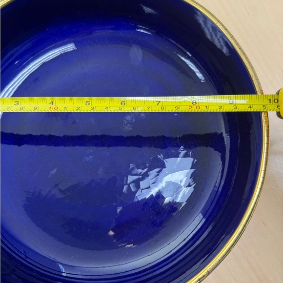 L’OBJET Gold Crackled and Cobalt Blue Centerpiece Decorative Bowl - Picture 4 of 10